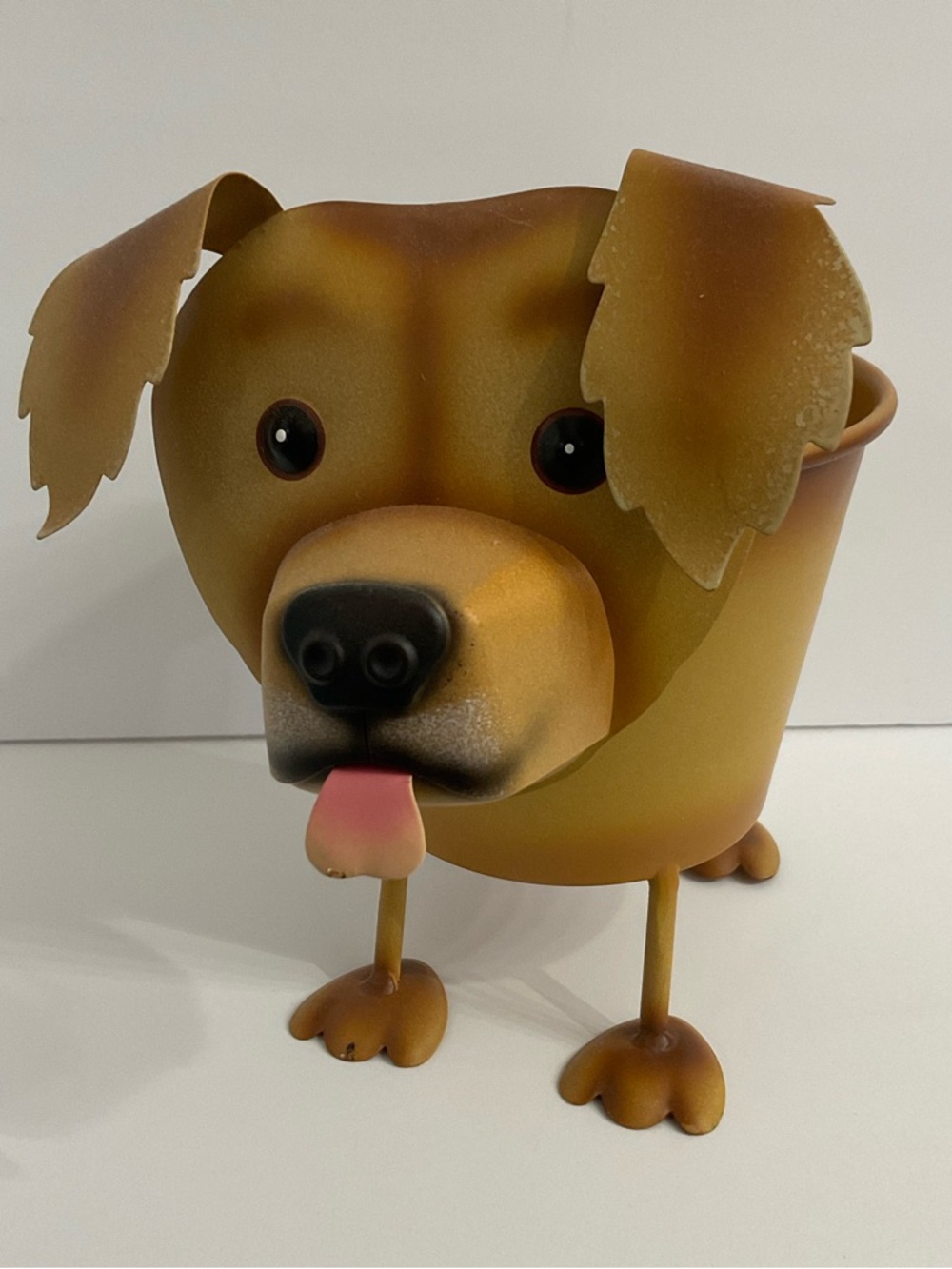 Small Metal Dog Puppy Planter Home Decor